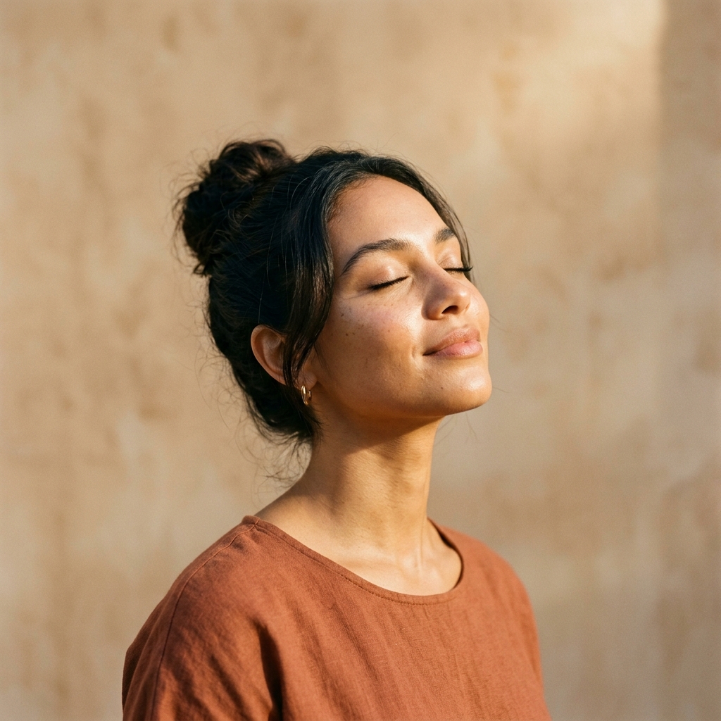 Serene woman with eyes closed